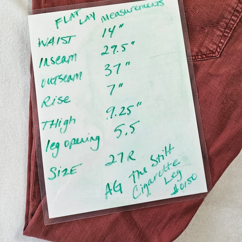 AG Adriano Goldschmied The Stilt Cigarette Leg Jeans 27R Terracotta Made in USA - Picture 8 of 16